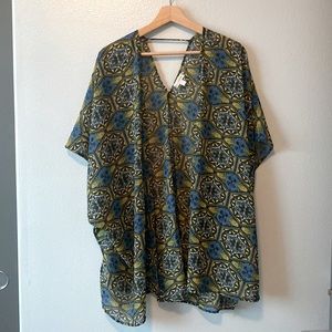 3 for $10 Charming Charlie blue pattern kimono swim cover up